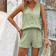 Women's Fashion Loose Sleeveless Solid Color Buttons Decorative Vest Two-piece Set - EX-STOCK CANADA
