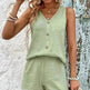 Women's Fashion Loose Sleeveless Solid Color Buttons Decorative Vest Two-piece Set - EX-STOCK CANADA