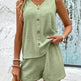 Women's Fashion Loose Sleeveless Solid Color Buttons Decorative Vest Two-piece Set - EX-STOCK CANADA