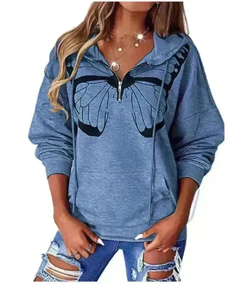 Women's Fashion Patchwork Print Hooded Loose Sweatshirt - EX-STOCK CANADA
