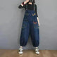 Women's Fashion Plus Size Age Reduction Print Suspender Jeans - EX-STOCK CANADA