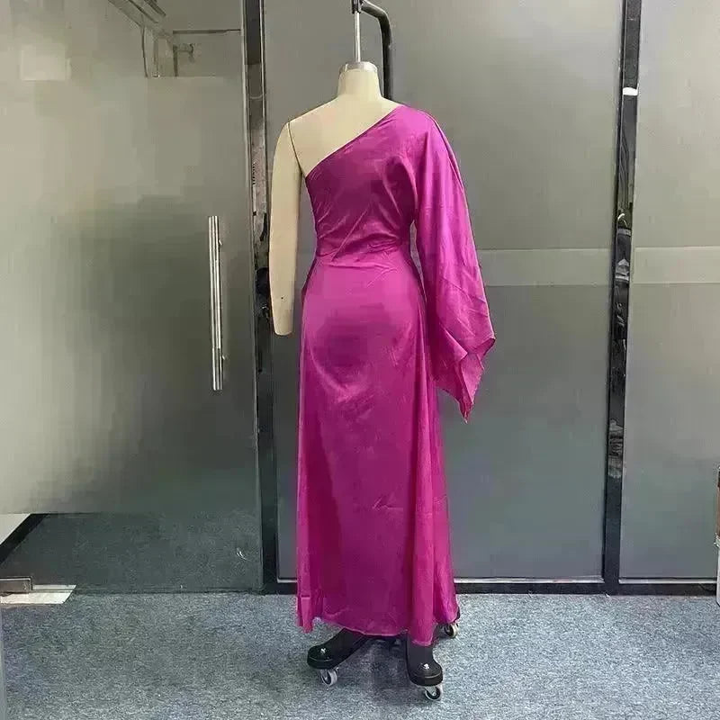 Women's Fashion Solid Color Crossbody Strapless Dress - EX-STOCK CANADA