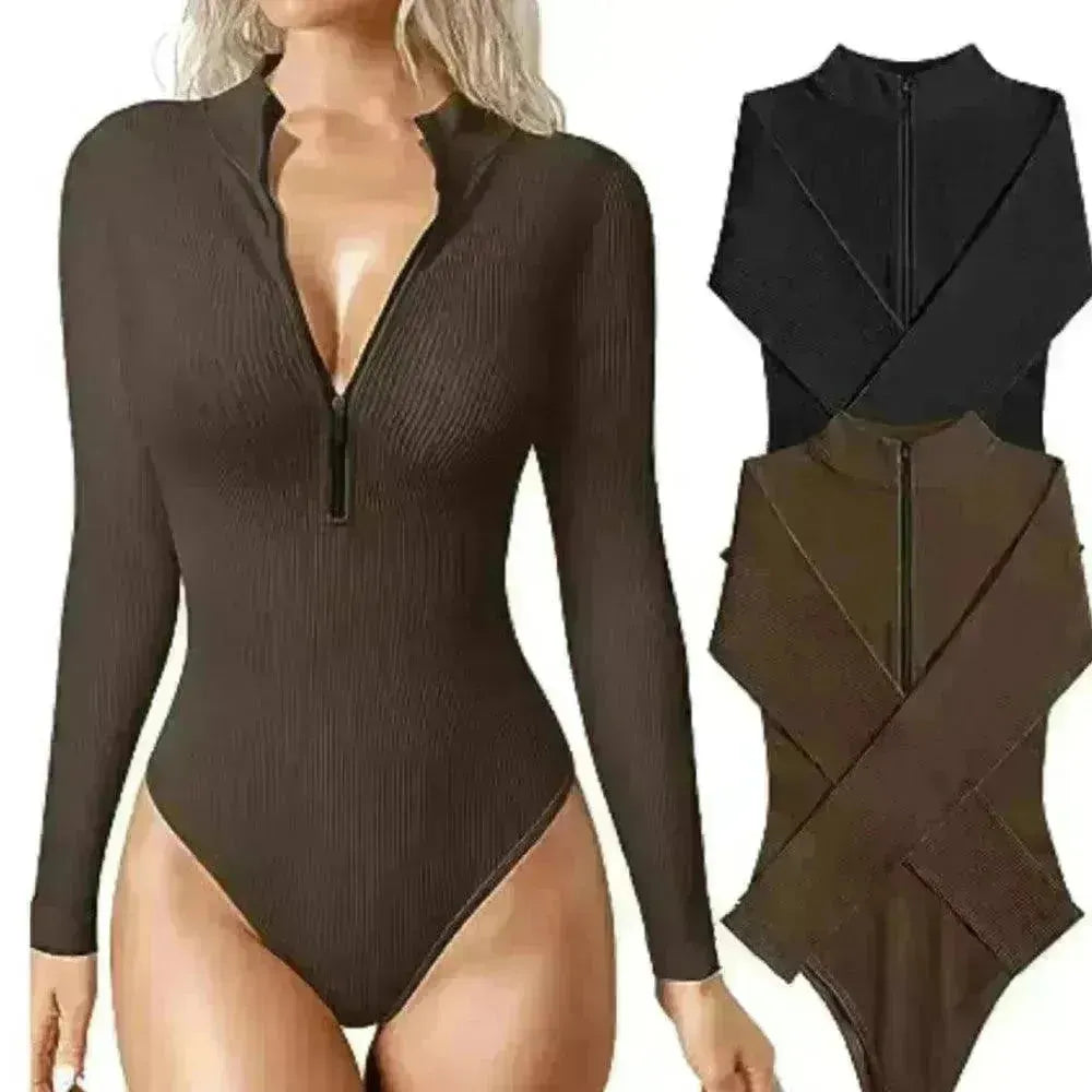 Women's Fashionable Long Sleeve Jumpsuit Seamless Slimming Shapewear Romper - EX-STOCK CANADA