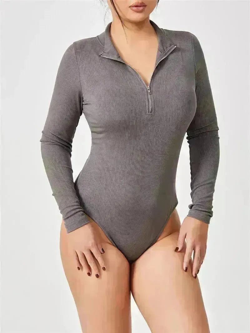 Women's Fashionable Long Sleeve Jumpsuit Seamless Slimming Shapewear Romper - EX-STOCK CANADA