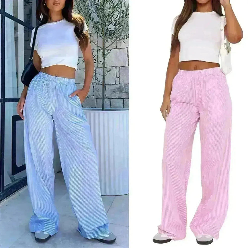 Women's Fashionable Loose High Waist Trousers - EX-STOCK CANADA
