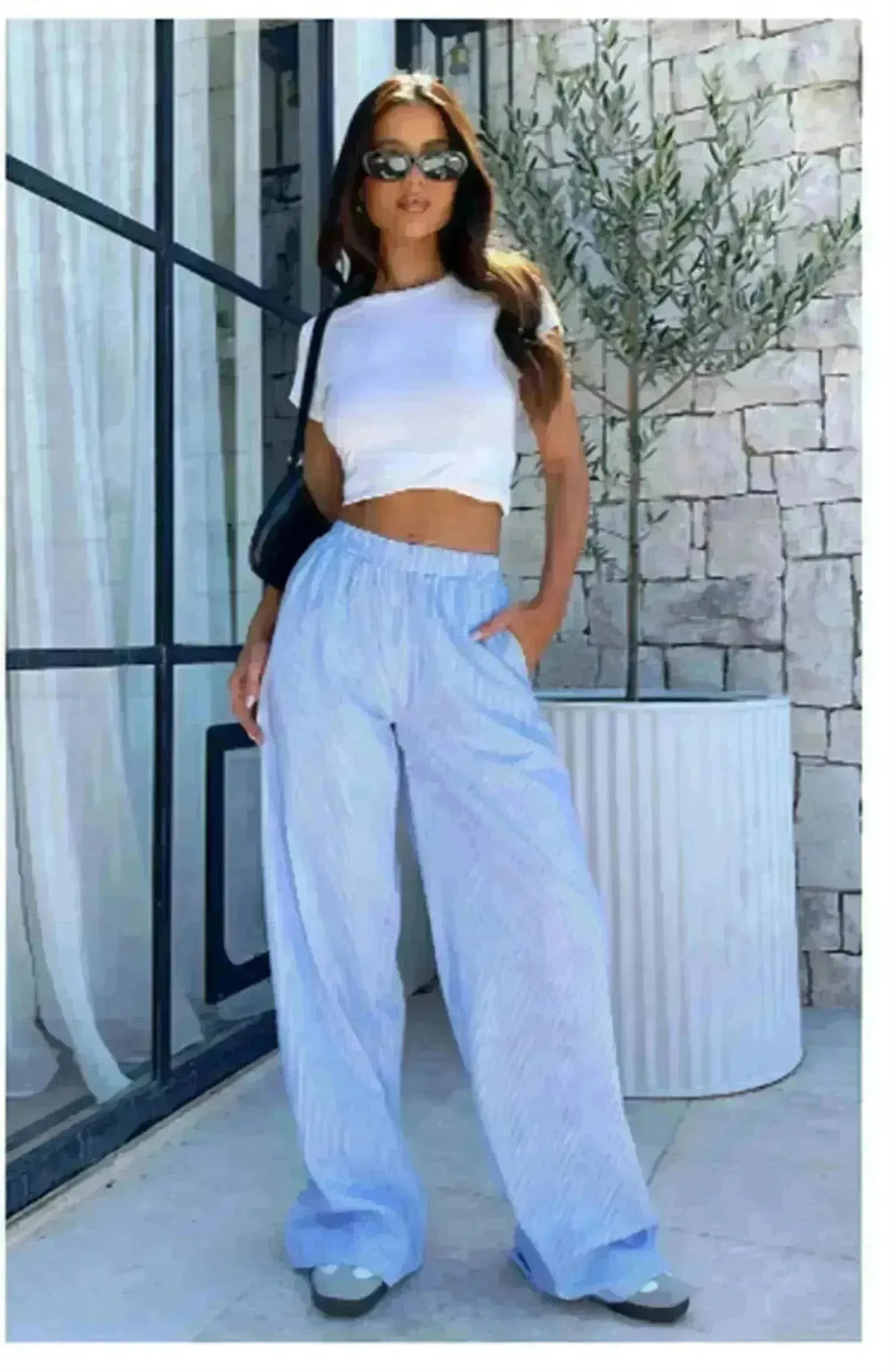 Women's Fashionable Loose High Waist Trousers - EX-STOCK CANADA