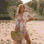 Women's Flowers Printed Dress Bohemian Irregular Beach Clothes - EX-STOCK CANADA