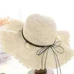 Women's Han Korean Edition Big Beach Wavy With Leather Rope Weaving Hat - EX-STOCK CANADA