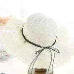 Women's Han Korean Edition Big Beach Wavy With Leather Rope Weaving Hat - EX-STOCK CANADA