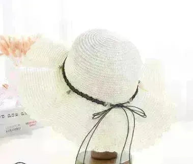 Women's Han Korean Edition Big Beach Wavy With Leather Rope Weaving Hat - EX-STOCK CANADA