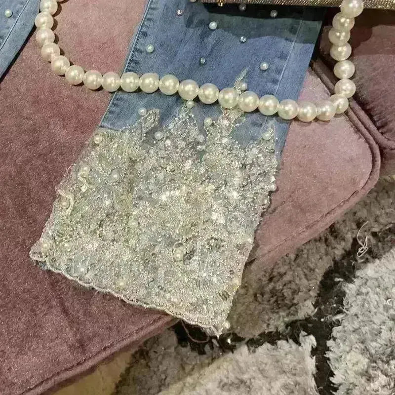 Women's Heavy Industry Beads Sequined Jeans Trouser - EX-STOCK CANADA