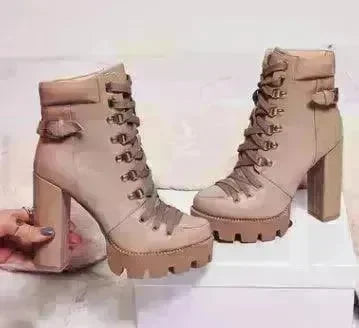 Women's High Heel Mid-heel Boots Thick Heel Women's Boots - EX-STOCK CANADA