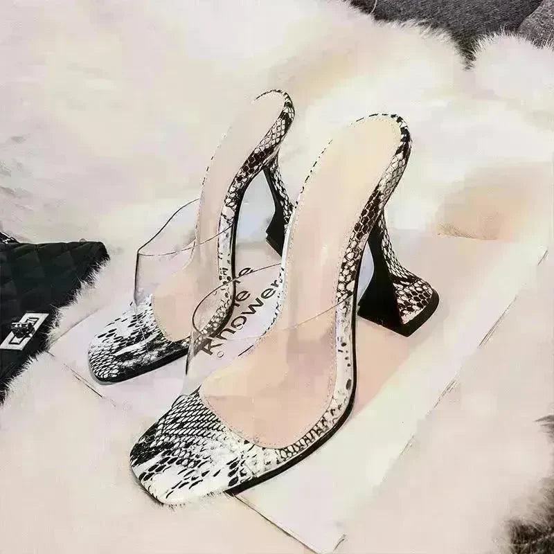 Women's high heel sandals with black stiletto heel - EX-STOCK CANADA