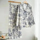 Women's Ice Silk Pajamas with New Ink Print Design: Long-Sleeved Homewear - EX-STOCK CANADA
