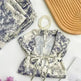 Women's Ice Silk Pajamas with New Ink Print Design: Long-Sleeved Homewear - EX-STOCK CANADA