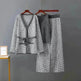 Women's Inverness V-neck Base Knitwear Wide-leg Trousers Three-piece Set - EX-STOCK CANADA