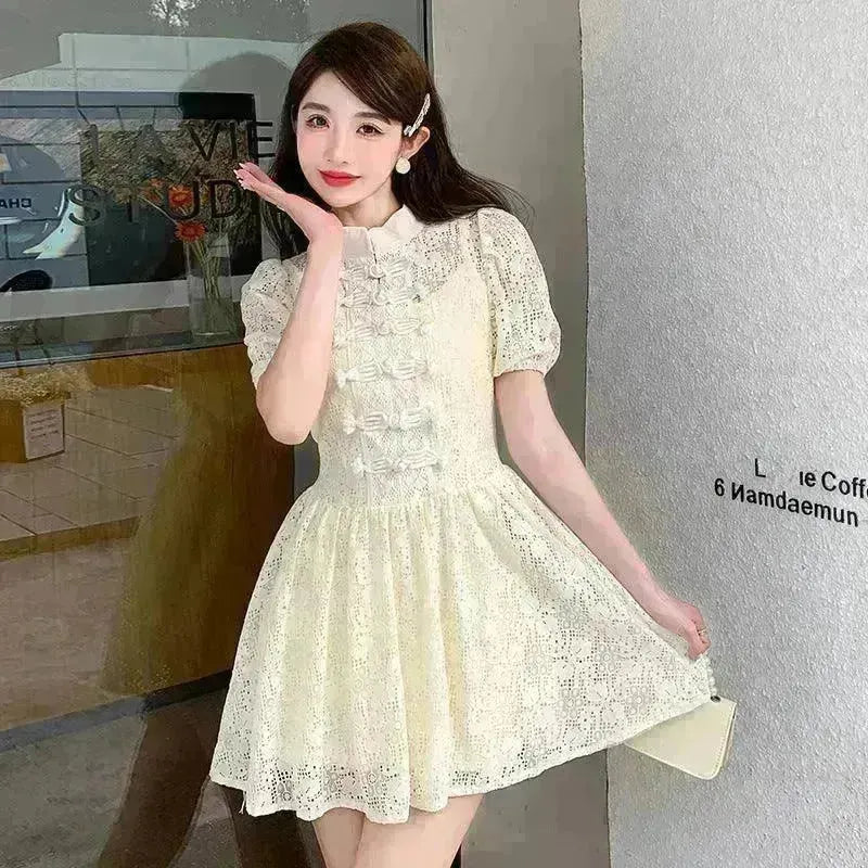 Women's Lace Ruffle Short Dress - EX-STOCK CANADA