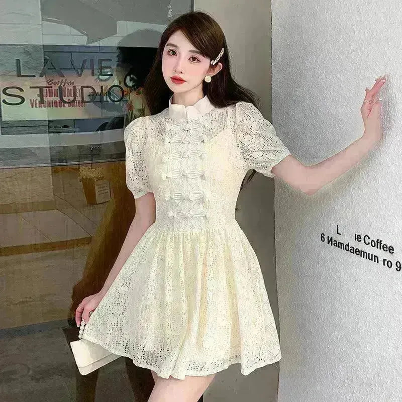 Women's Lace Ruffle Short Dress - EX-STOCK CANADA