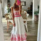 Women's Lace Up Printed Elastic Long Dress - EX-STOCK CANADA