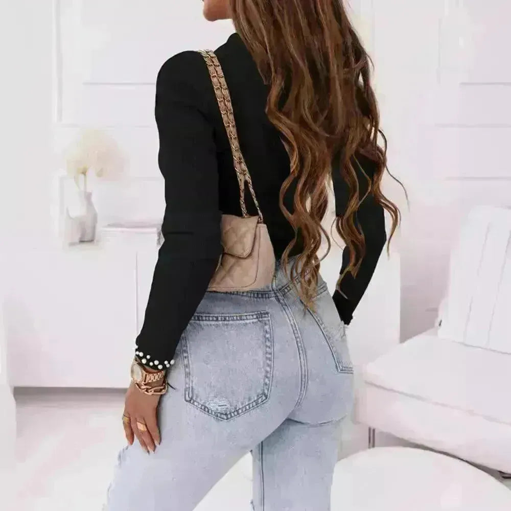 Women's Long-sleeved Tight Thread Top - EX-STOCK CANADA