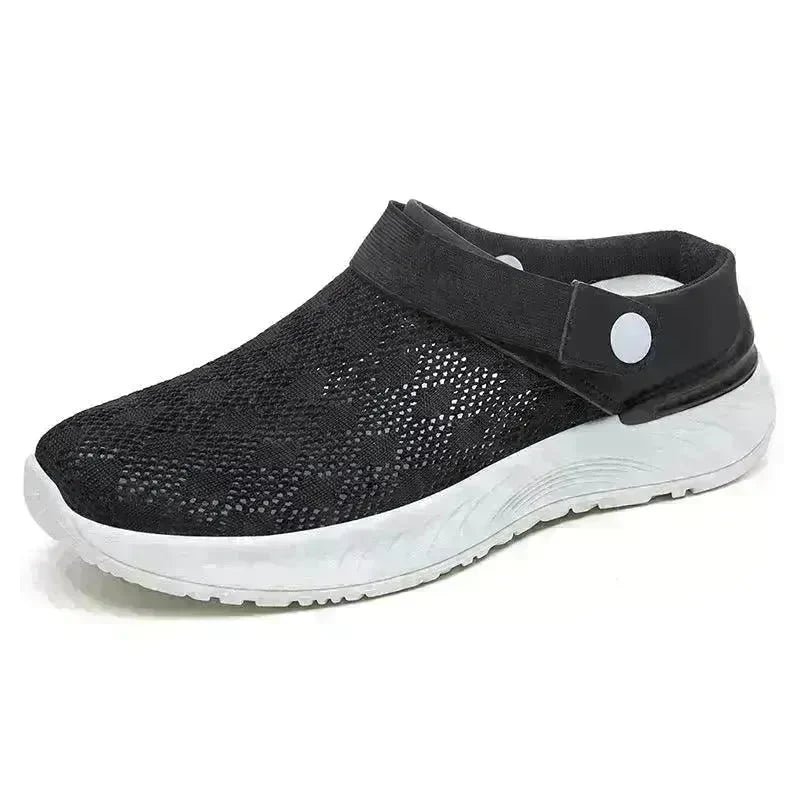 Women's Mesh Sandals Summer Breathable Lazy Slippers One-step Round Toe Half-slip Beach Slippers . - EX-STOCK CANADA