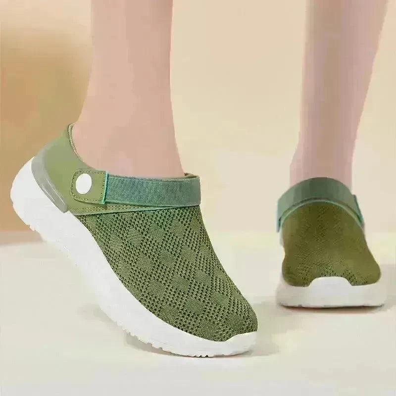 Women's Mesh Sandals Summer Breathable Lazy Slippers One-step Round Toe Half-slip Beach Slippers . - EX-STOCK CANADA