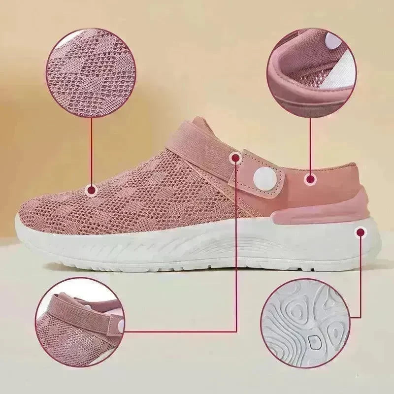 Women's Mesh Sandals Summer Breathable Lazy Slippers One-step Round Toe Half-slip Beach Slippers . - EX-STOCK CANADA