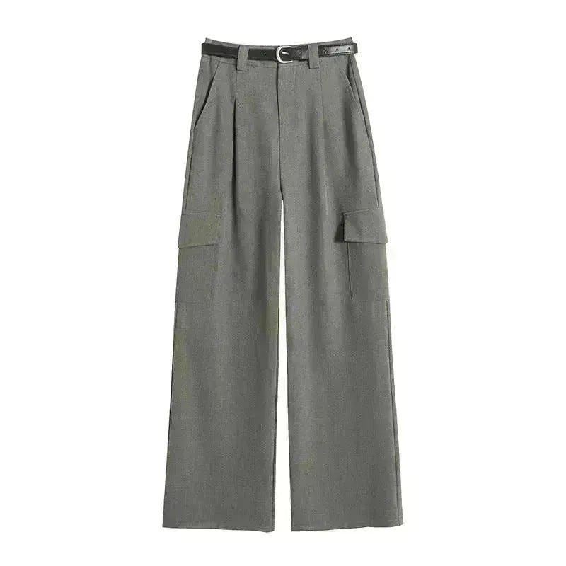 Women's Overalls High Waist Trousers Straight Casual Wide Leg Pants - EX-STOCK CANADA