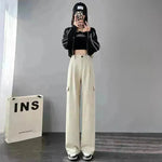Women's Overalls High Waist Trousers Straight Casual Wide Leg Pants - EX-STOCK CANADA