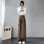 Women's Overalls High Waist Trousers Straight Casual Wide Leg Pants - EX-STOCK CANADA