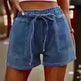 Women's Plus Size Summer Jeans Elastic Waist Tie Solid Color - EX-STOCK CANADA