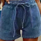 Women's Plus Size Summer Jeans Elastic Waist Tie Solid Color - EX-STOCK CANADA