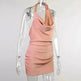 Women's Satin V Neck Backless No Sleeveless Summer Party Dress - EX-STOCK CANADA