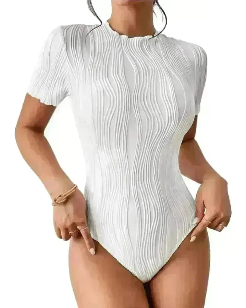 Women's Short-sleeved Corrugated Texture Jumpsuit - EX-STOCK CANADA