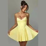 Women's Sling A- Line Sleeveless Sexy Mini Dress Clinched Waist Slim-fit flared dress - EX-STOCK CANADA