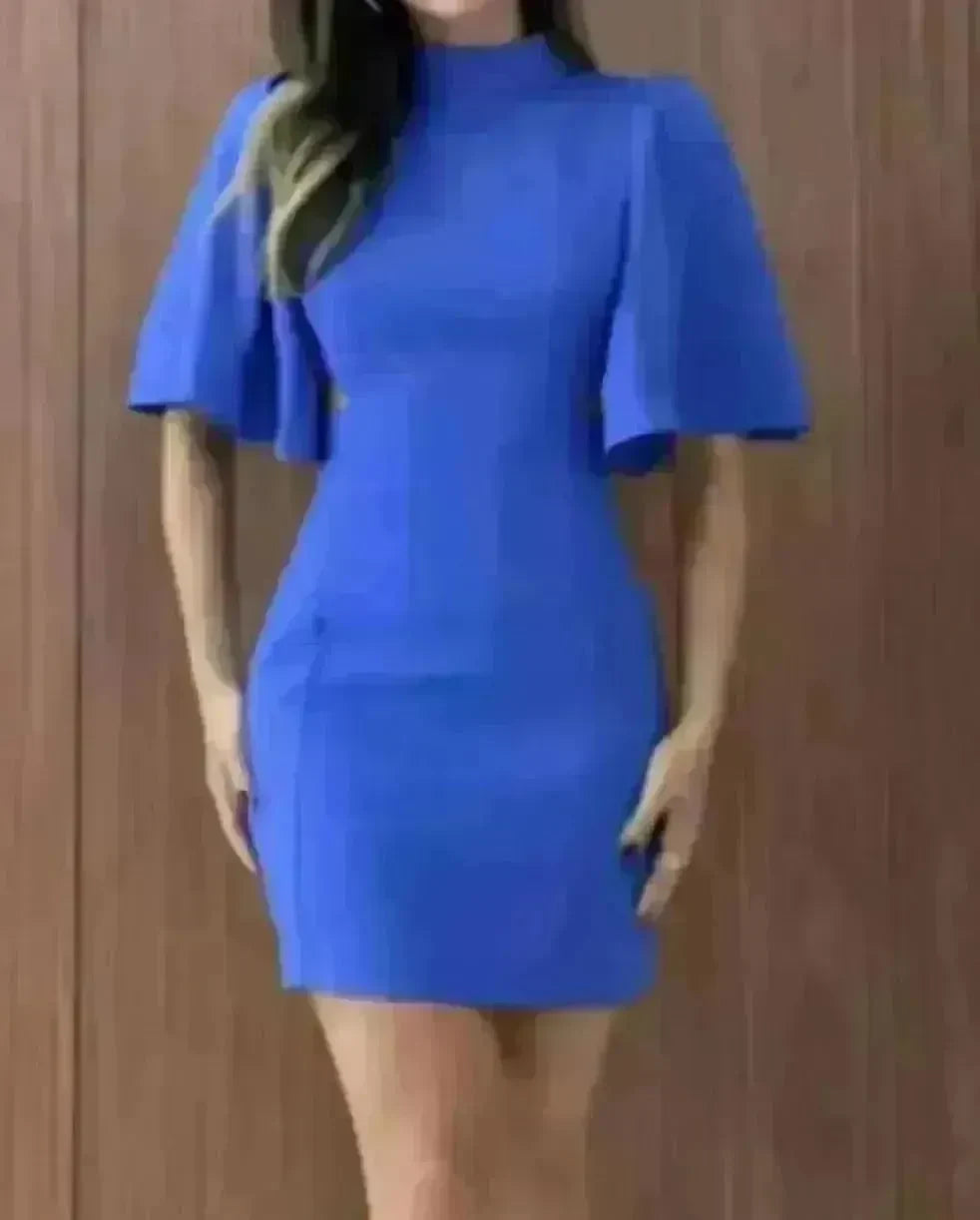 Women's Solid Color Round Neck Slim Fit Dress - EX-STOCK CANADA