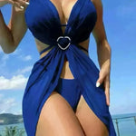 Women's Solid Color Split Swimsuit Three-piece Bikini - EX-STOCK CANADA