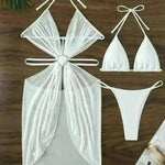 Women's Solid Color Split Swimsuit Three-piece Bikini - EX-STOCK CANADA