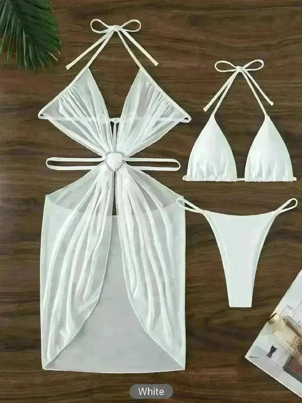 Women's Solid Color Split Swimsuit Three-piece Bikini - EX-STOCK CANADA