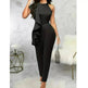 Women's Summer Casual Pure Color Ruffles Sleeveless Jumpsuit - EX-STOCK CANADA