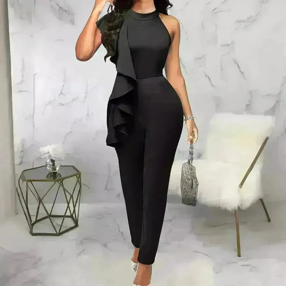 Women's Summer Casual Pure Color Ruffles Sleeveless Jumpsuit - EX-STOCK CANADA