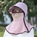 Women's Summer Wide Brim Biking Face-covering Mask Sun Protection Hat - EX-STOCK CANADA