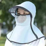 Women's Summer Wide Brim Biking Face-covering Mask Sun Protection Hat - EX-STOCK CANADA