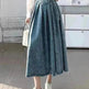 Women's Temperament High Waist Denim Pleated Mid-length Skirt - EX-STOCK CANADA