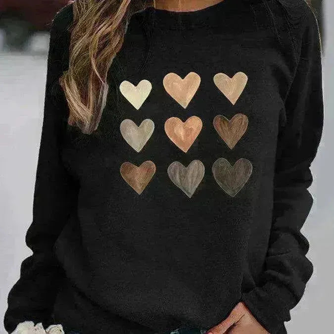Women's Valentine's Day Printed Round Neck Sweater - EX-STOCK CANADA