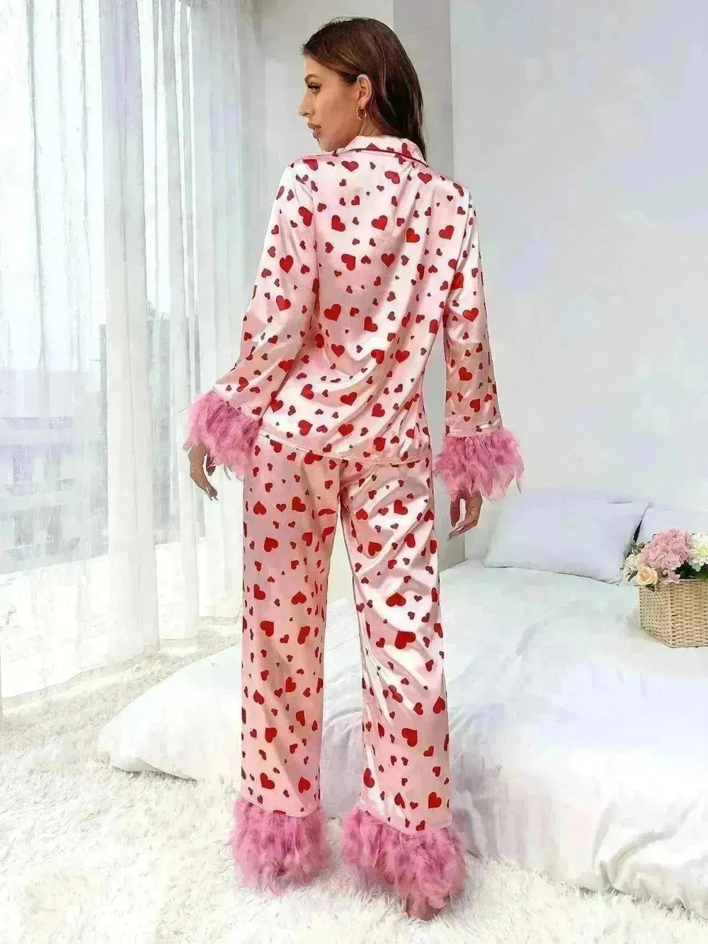 Women's Valentine's Day Sweet Loving Heart Printed Casual Suit Pajamas - EX-STOCK CANADA