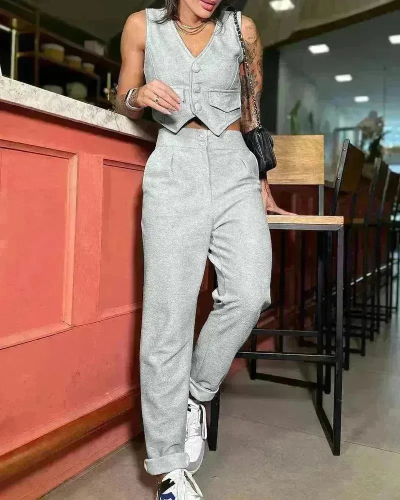 Women's Vest Casual Pants Two-piece Set - EX-STOCK CANADA