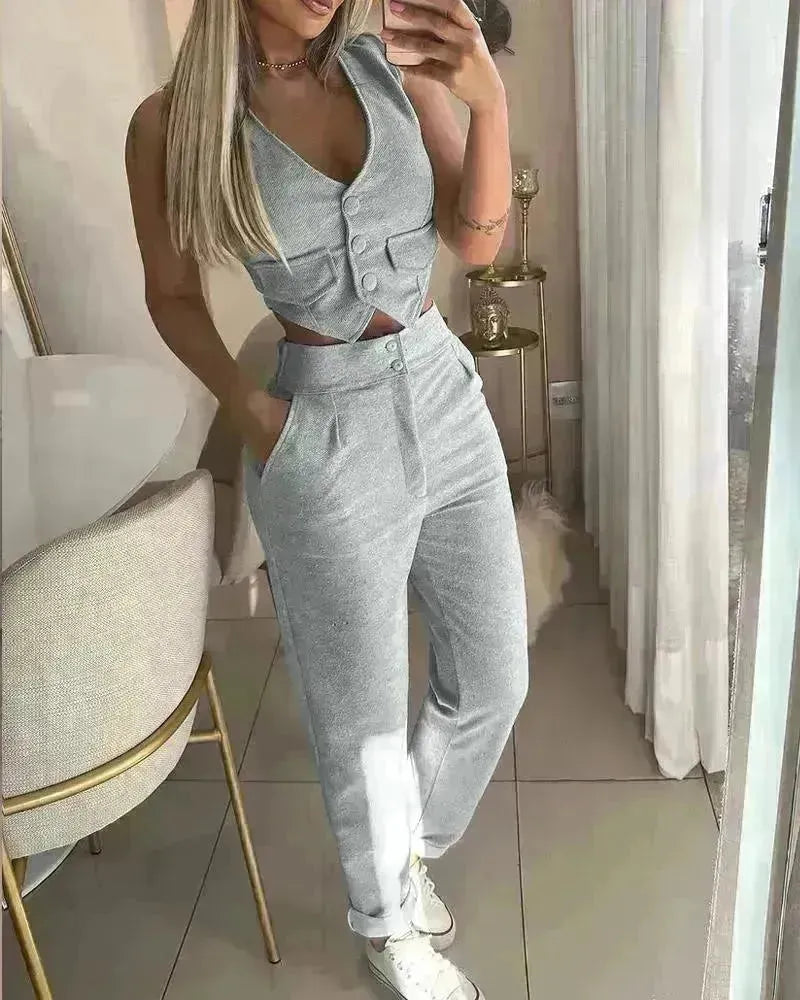 Women's Vest Casual Pants Two-piece Set - EX-STOCK CANADA