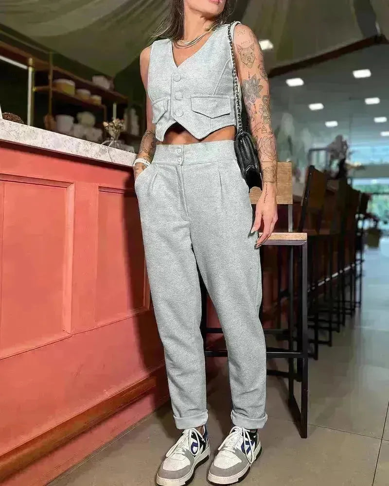 Women's Vest Casual Pants Two-piece Set - EX-STOCK CANADA