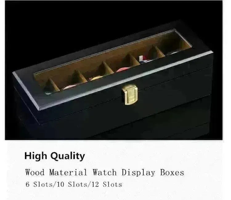 Wood Black Watch Storage Box Case Organizer Jewelry Holder - EX-STOCK CANADA